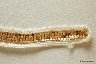 Copper Metal With Cream Crochet 25mm Wide Lace Trim, Decorative Trim, Crafting Ribbon